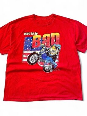 Vintage Garfield "Born to Be Bad" Red Graphic Tee men’s XL